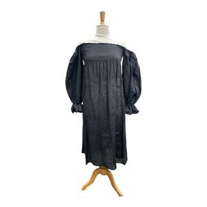 Sleeper Atlanta Black Linen Off Shoulder Midi Dress Medium